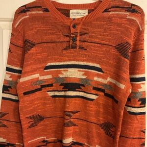 NEW:RALPH LAUREN DENIM & SUPPLY MENS AZTEC TRIBAL RUST PRINT SWEATER M. 44x28